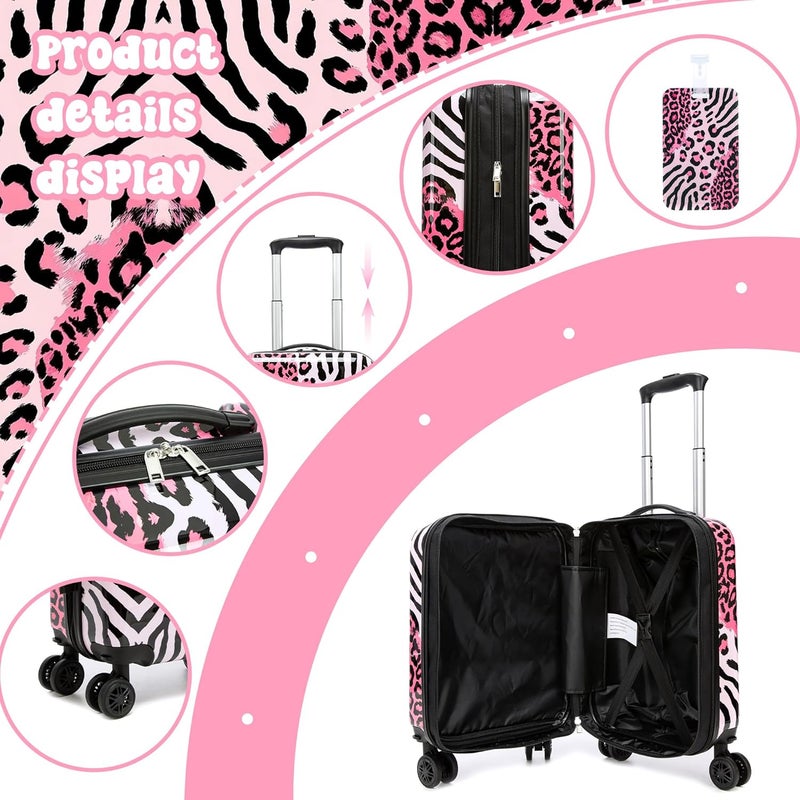 Esteemly Kid's Luggage Set 2 Piece Suitcase Set Hardside Luggage with Spinner Wheels Girls Carry on Toddler Travel Rolling Suitcase with Neck Pillow Airline Approved - Image 3